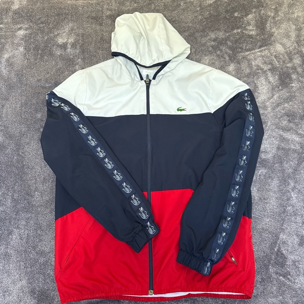 Lacoste Red and Navy Hooded Jacket